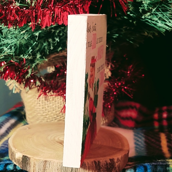 Hand Crafted Retro Style Christmas Dear Santa Mini Wood Sign/Tiered Tray Decor - Picture 2 of 5
